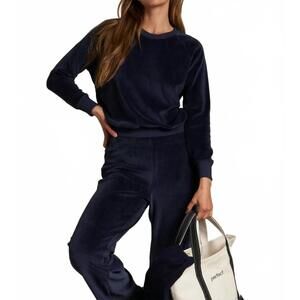 NEW PERFECTWHITETEE velour shrunken raglan sweatshirt in navy